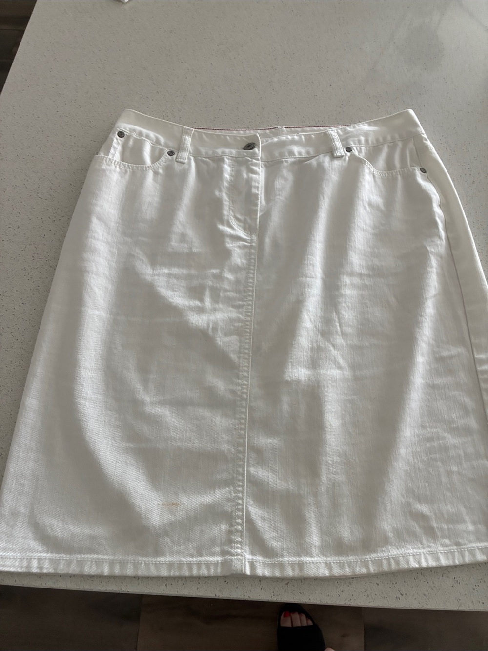 Talbots White A-Line Denim Skirt
